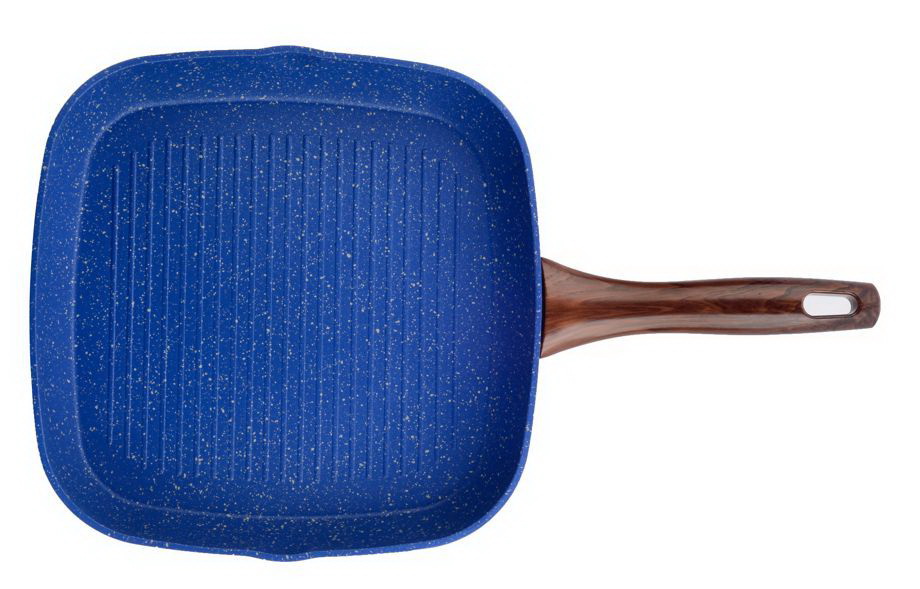 Сковорода-гриль WR-9026 28см. ЛАЗУРЬ (ков.ал. а/пр.мрам.покр. )