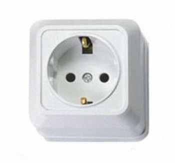 Розетка BOLLETO один. 7028-W нар\пр с з/к белая (1112)