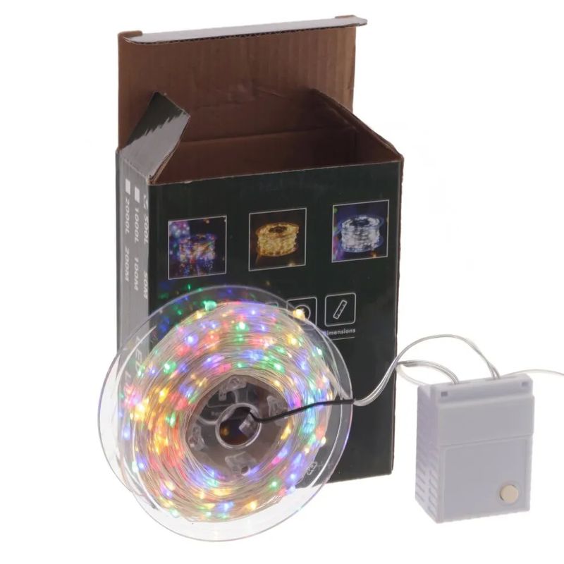 Гирлянда эл. нить 50,0м 703439 "Роса" 500 LED мультицвет, 8 тип. свеч., 7W (прозрачн. леска) Р.