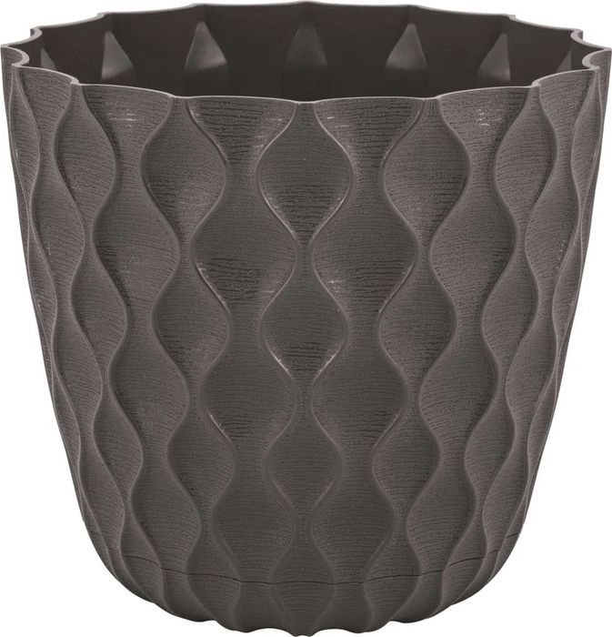 Горшок д/цв. "InGreen Wave"  4,7л, D205мм ПЦ6503ГШ (горький шоколад)с дренажной сеткой и поддоном