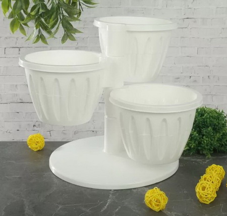 Горшок д/цв. "Каскад" (0,7л.*3) с подд. М8067 (белый)