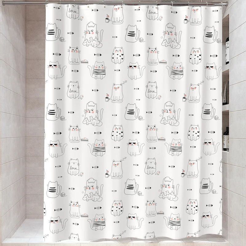 Занавес д/ван.комн. 180*180см. "Cats" FOR-PH-CATS А