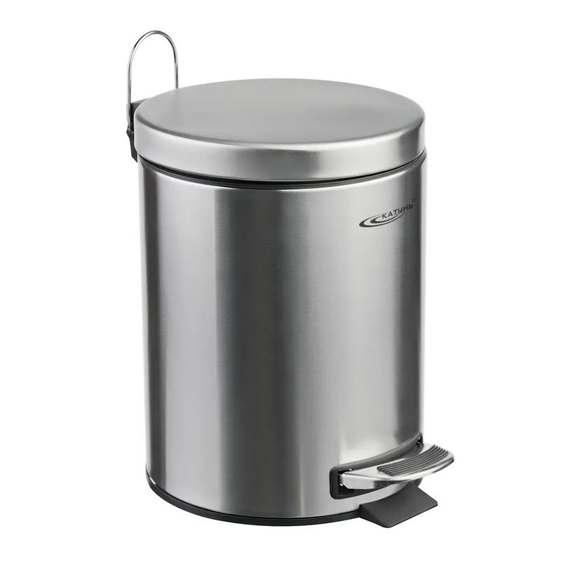 Ведро д/мусора нерж.  5,0л. КТ-90-5С-СД (матовое. круг. с педалью. 205*205*275мм с доводчиком )