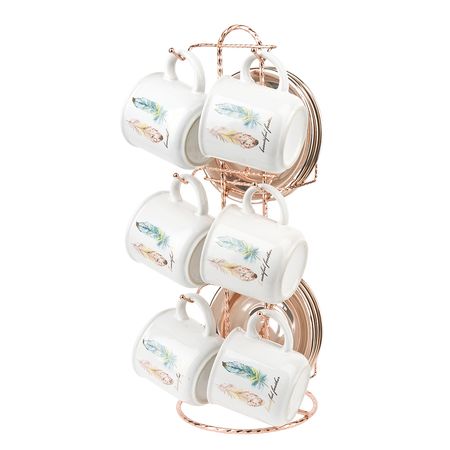 Кофейный сервиз 1750173 "Перья" (12пр.) на мет. подст. (подар.уп.)ЕНС