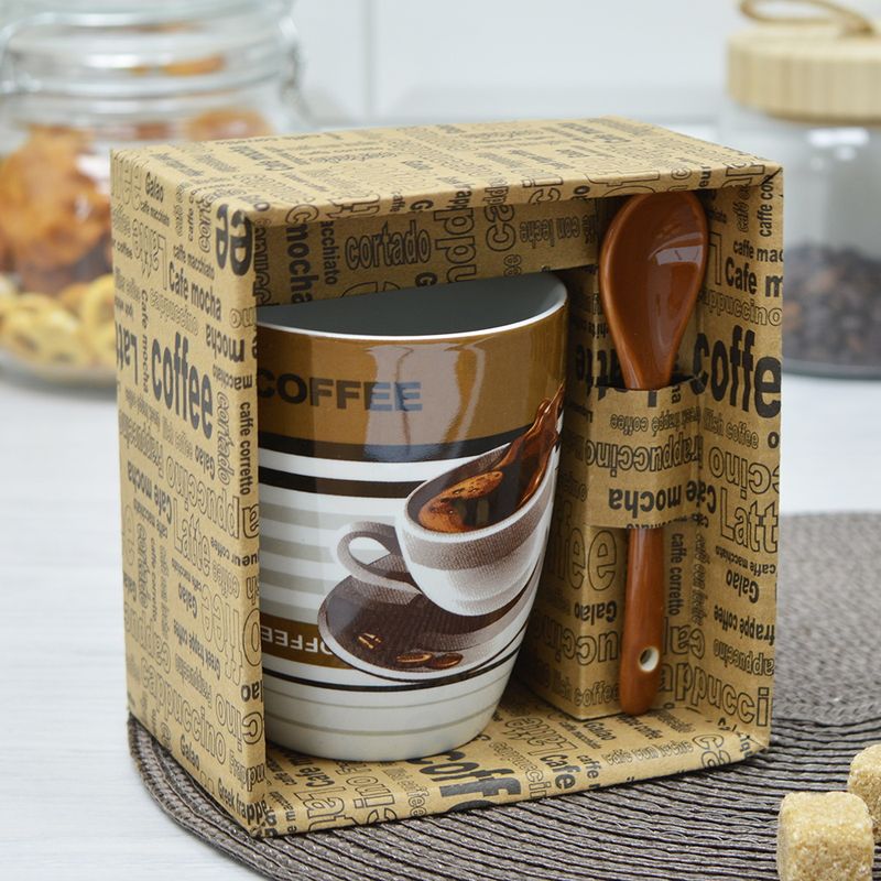 Кружка Бочка с ложкой "Будь бодр" R03H/4155 001437 340мл. (КС)