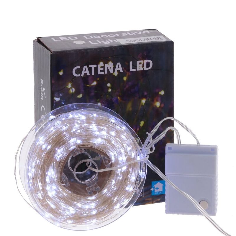 Гирлянда эл. нить 50,0м 703399 "Роса" 500 LED  хол.бел. 8 тип. свеч., 7W (прозр. леска) Р.