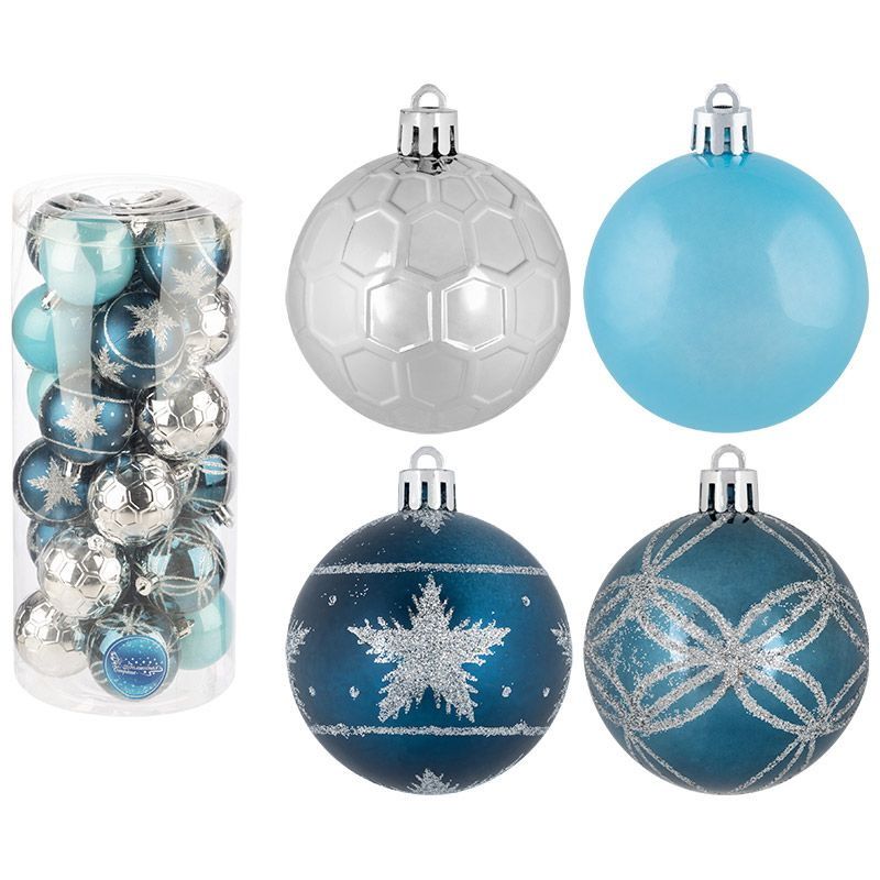 Шары SYQB2-0123194 (набор 24шт.) d6см. 106343 (т.-синий, голубой, серебряный) Скр. Шары SYQB2-0123194 (набор 24шт.) d6см. 106343 (т.-синий, голубой, серебряный) Скр.