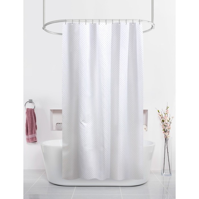 Занавес д/ван.комн. 180*200см. 13818 Серебряные стразы ВТ-829987 М.