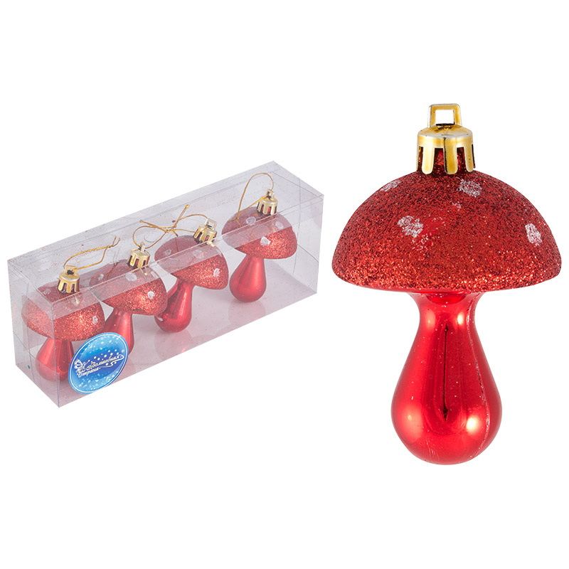 Подвесн.украш. "Грибочки" 007452 (набор 4шт.) (красный) Скр Подвесн.украш. "Грибочки" 007452 (набор 4шт.) (красный) Скр