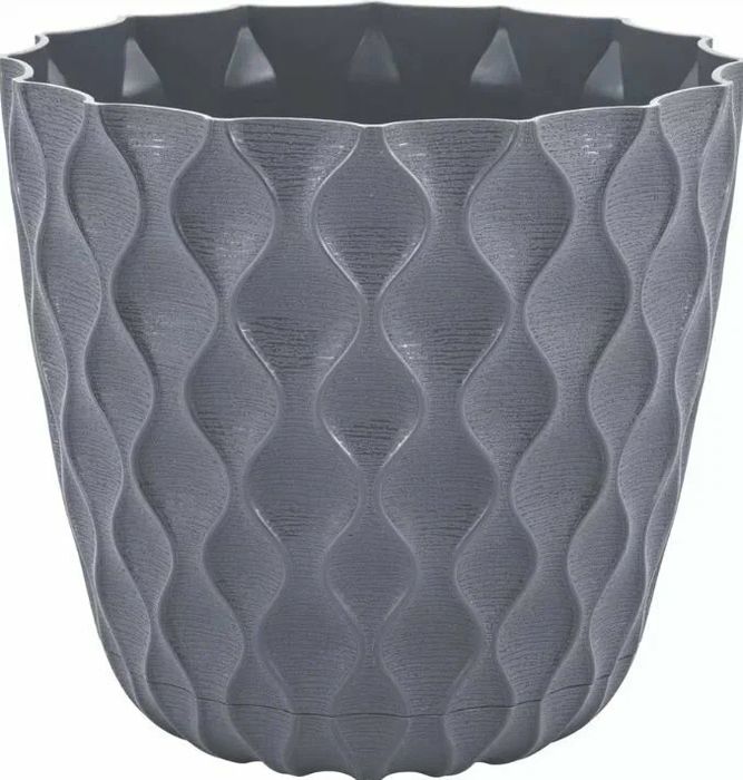 Горшок д/цв. "InGreen Wave"  1,4л, D145мм ПЦ6501ВС (вулканический серый) с дренажной сеткой и поддон