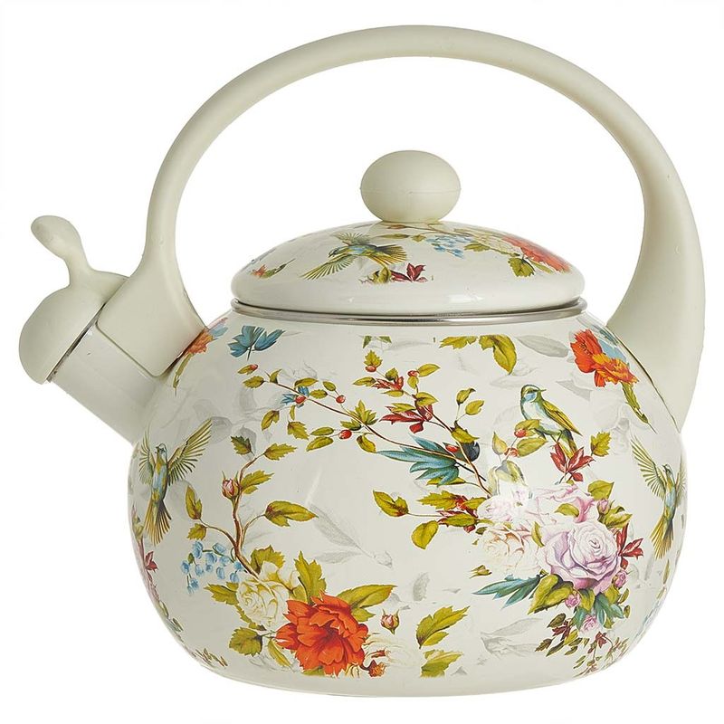Чайник эмал. EM-1340 "Цветы" 2,5л. со свист. Дел.