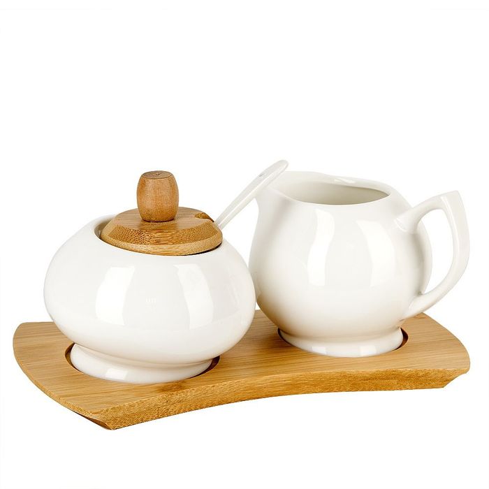 Сахарница 2631038 "Naturel" + ложка +молочник, на бамб.подст. (подар.уп.) ЕНС