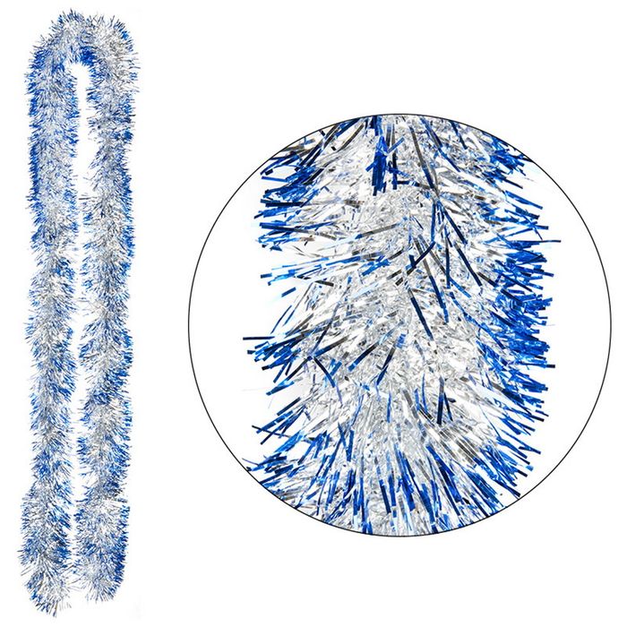 Мишура 2,0м. 6 слоев 106425 SYMTA-1623106 (серебряный с синей окант.)СКР Мишура 2,0м. 6 слоев 106425 SYMTA-1623106 (серебряный с синей окант.)СКР