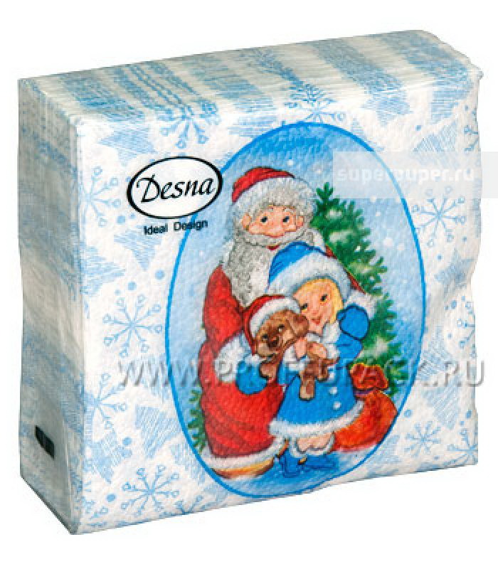 Салфетки бумажные 1сл. Design 29022 (25*25см.) 40шт. НГ "Дел Мороз и снегурочка" РБ
