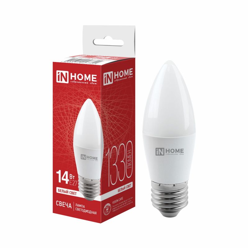 Лампа светодиодная 14Вт. LED-СВЕЧА-VC Е27 4000К 1330Лм. IN HOME
