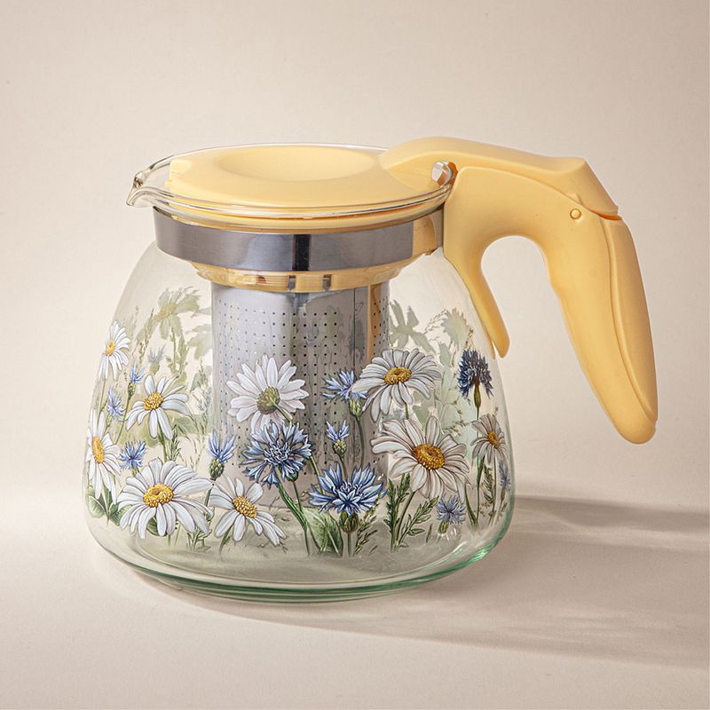 Чайник заварочный 885-111 "Agness" 0,9л. "Васильки" (стекло) ВД