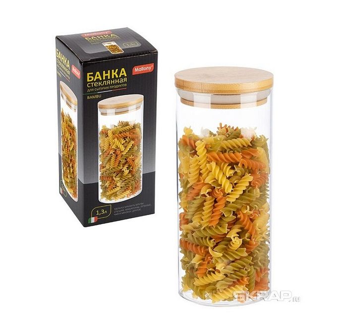 Банка д/сып. прод. 004448 1,3л. BAMBU, с крышкой (стекло) СКР