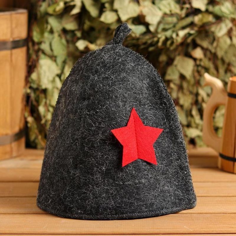 Шапка д/бани "Звезда" Б40101 , войлок серый Е
