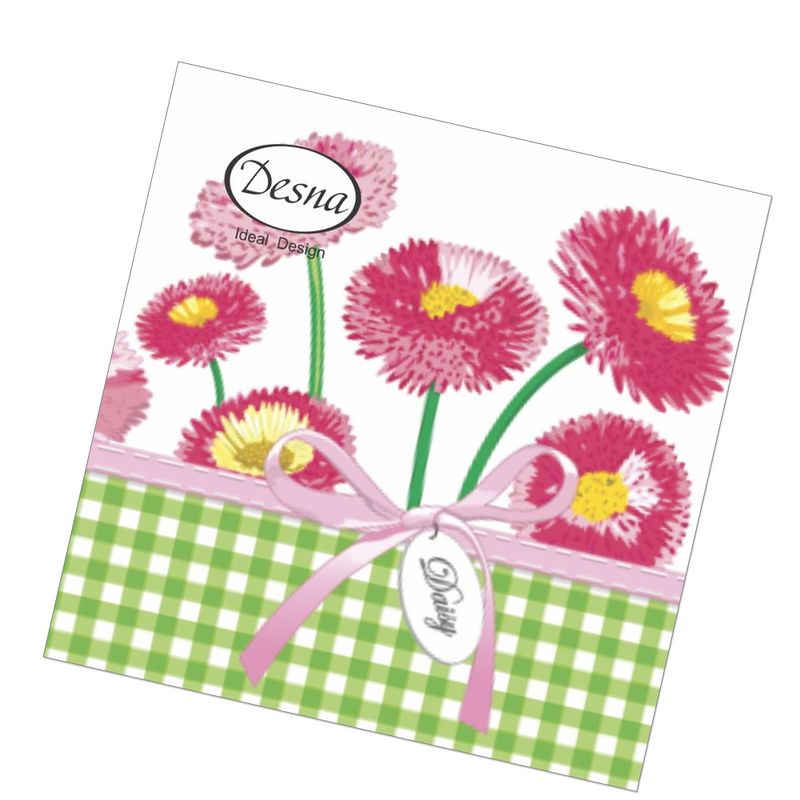 Салфетки бумажные 1сл. Design 57584/18929 (24*24см.) 40шт. "Маргаритки на зеленом" РБ