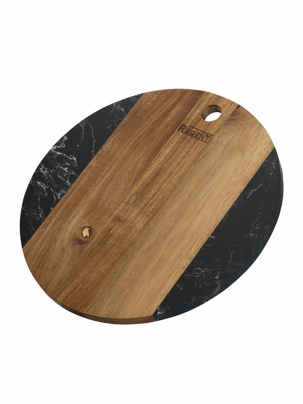 Доска разд. дер. 93-AC-1-03 (d26*1.2см.) с ручкой ACACIA  (вставка черный мрамор)