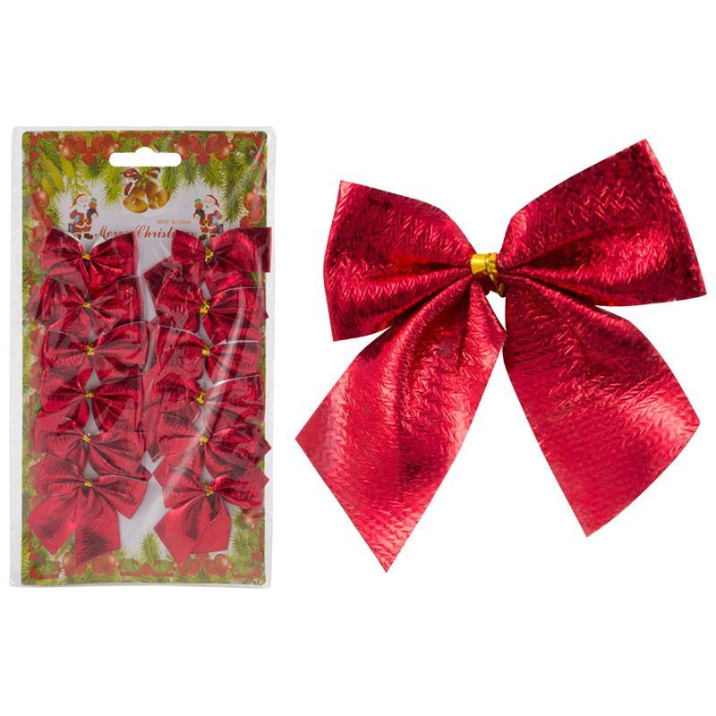Бант "Рождественский" 007705 (12шт.) красный Скр