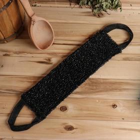 Мочалка мужская "Мочало банное ЖЕСТЬ", черная, М390214 45*12см Е