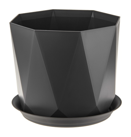 Кашпо ПРИЗМА  4,7л. d22см. с подд. КН3139Г (графитовый)