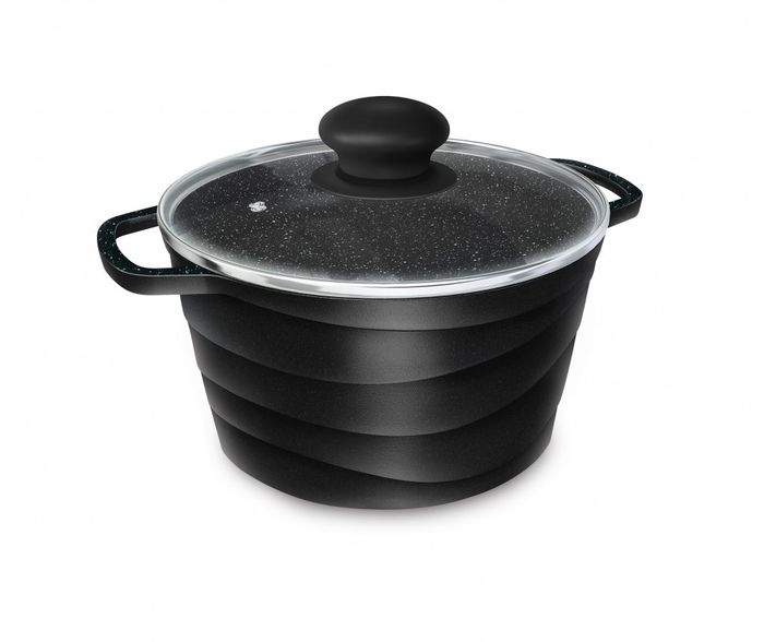 Кастрюля С-П 1,5л. "Каменная" линия "Черный гранит" 186615 а/пр. стекл. кр.