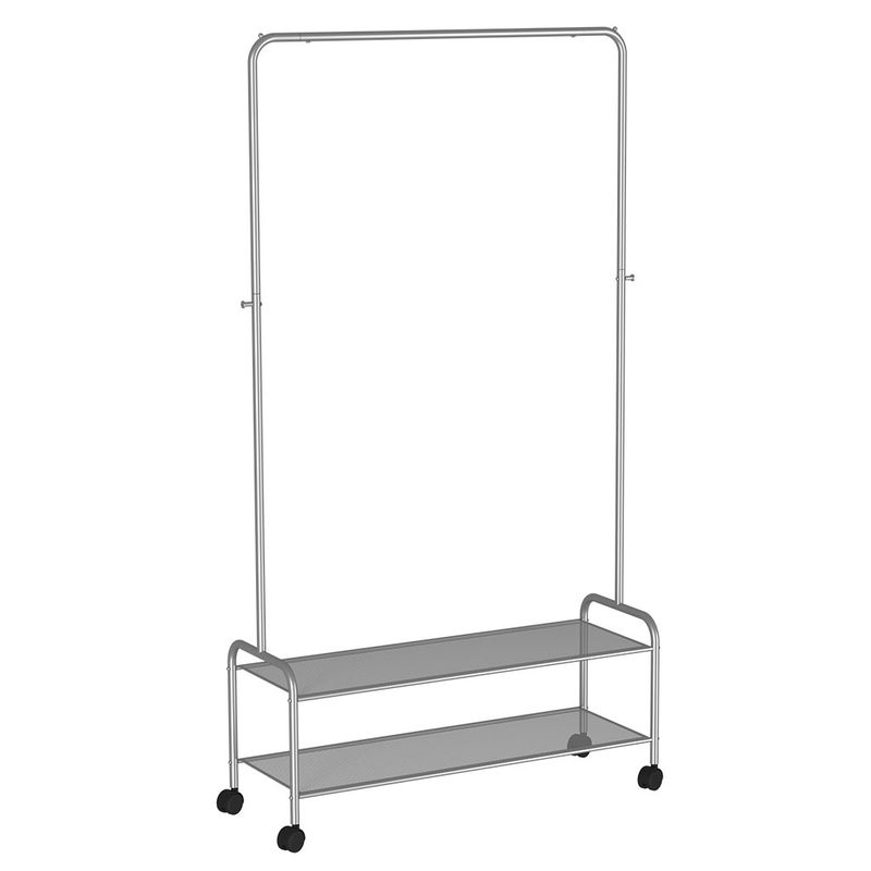 Вешалка гардеробная "Валенсия 32М" ВГВ32М Гр с 2-мя полками, на колесах (Графит) (ЗМИ)