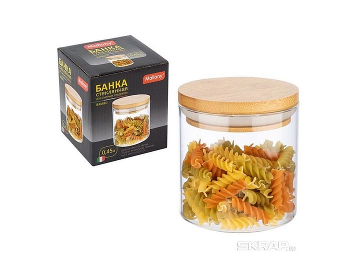 Банка д/сып. прод. 004451 0,45л. BAMBU, с крышкой (стекло) СКР