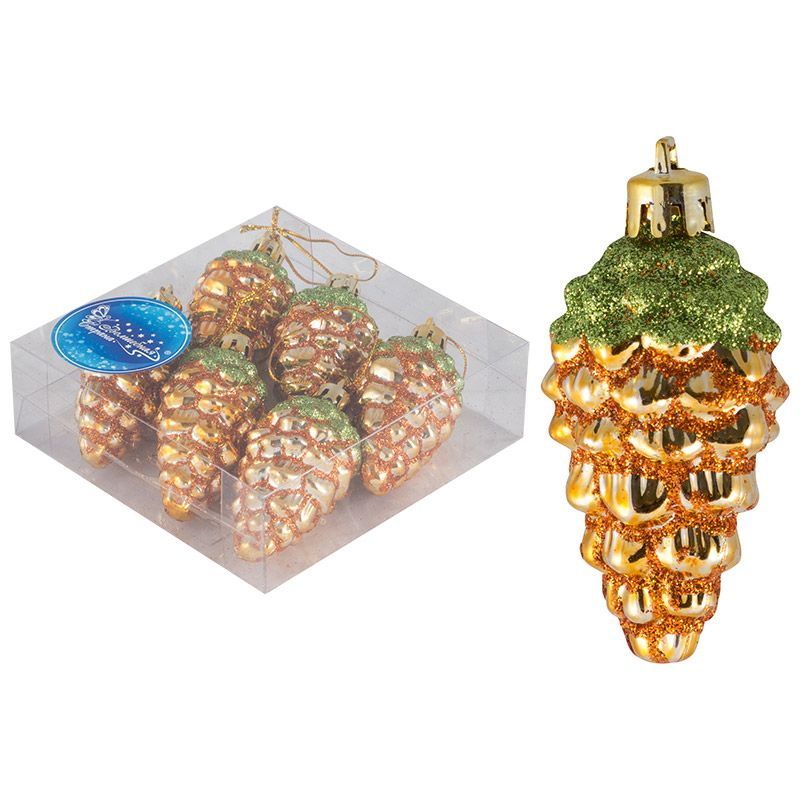 Подвесн.украш. "Шишки" 007475 (набор 6шт.) (золото) Скр