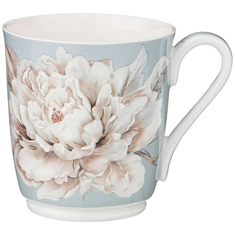 Кружка 86-2429 "Белый цветок" 320мл. (голубая) ВД