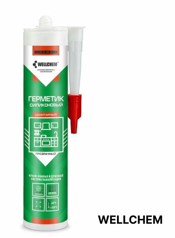 Герметик Силикон WELLCHEM санитарный б/цв. 0,31л. 625 .