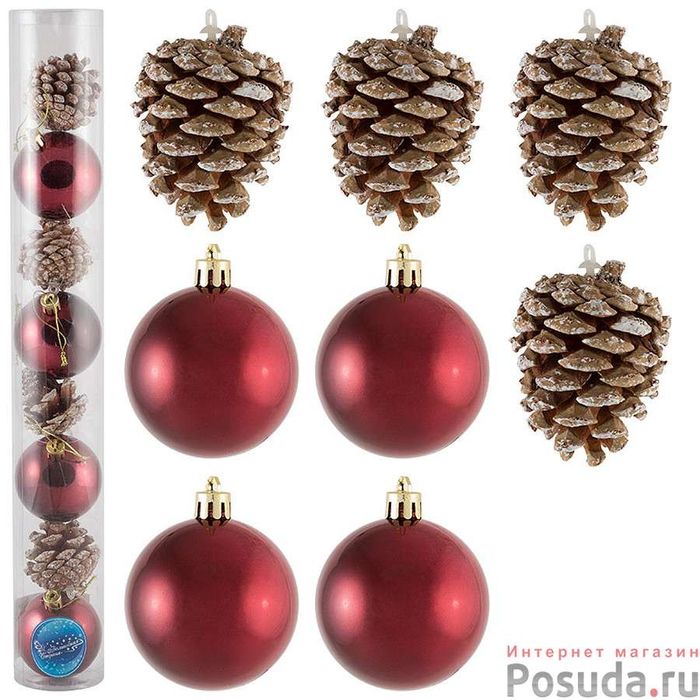 Подвесн.украш. "Шары и шишки" SYQB-0119230 005763 (набор 8шт.)  Скр