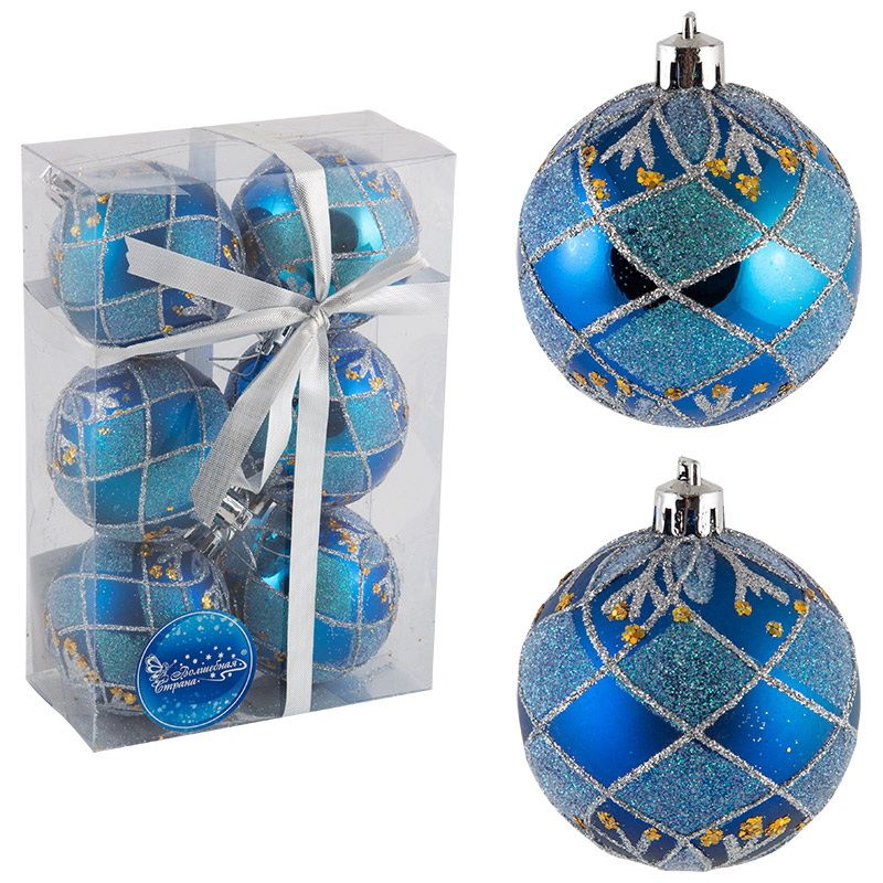 Шары с рис. РВD6-6-882-В (набор 6шт.) d6см. син, 101777 Скр.