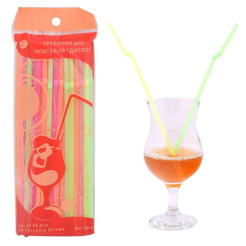 Трубочки коктейльные "Диско" YD13-154 (50шт.) Мд