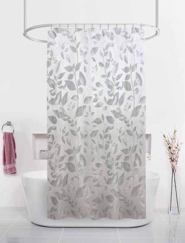 Занавес д/ван.комн. 178*183см. 13672 PEVA GX005-P2 "Серебряный иней" М.