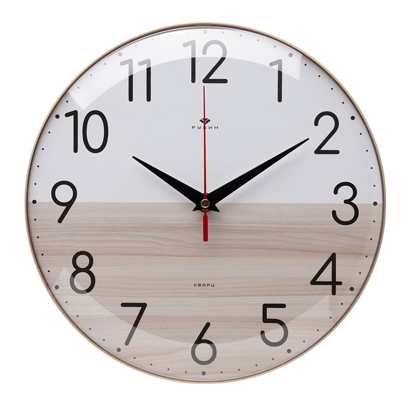 Часы настенные 2526-004 "Рубин" (d=25см.)беж. "Текстура дерева"