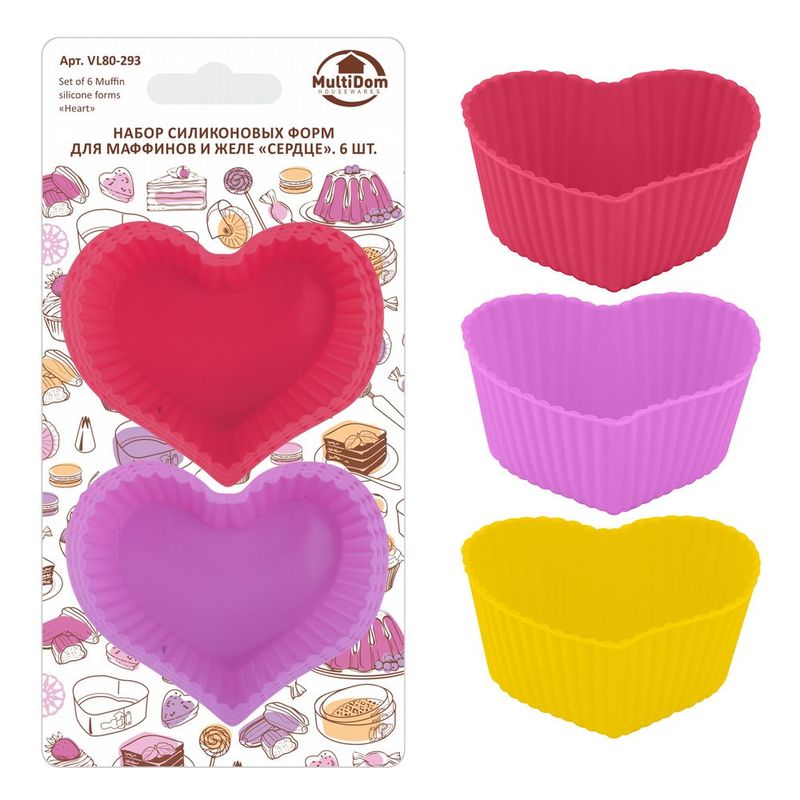 Форма д/выпечки силикон. VL80-293 "Сердце" (6шт.) Мд