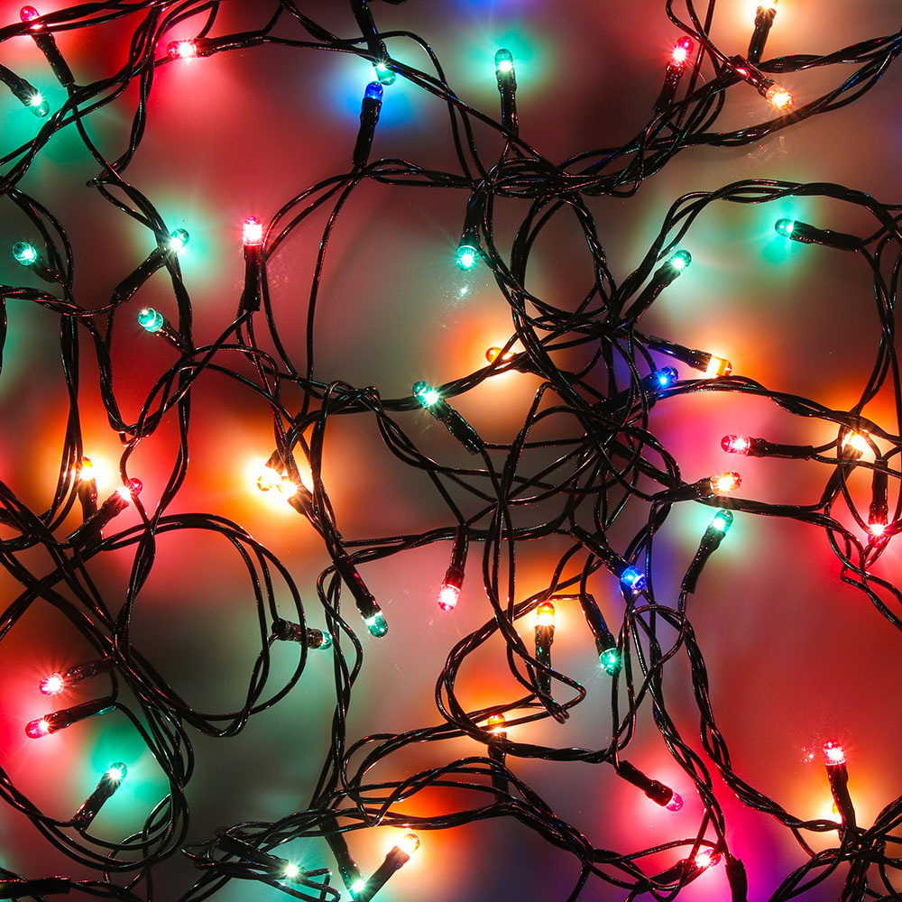 Гирлянда эл. нить  7,0м. 384-023 вьюн, 100LED, мульти, 8 режимов, зеленый СНОУ БУМ