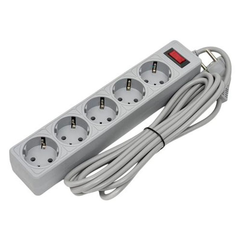 Сетевой фильтр 3м. 5роз. ПВС 3*0,75 (серый) "Космос"