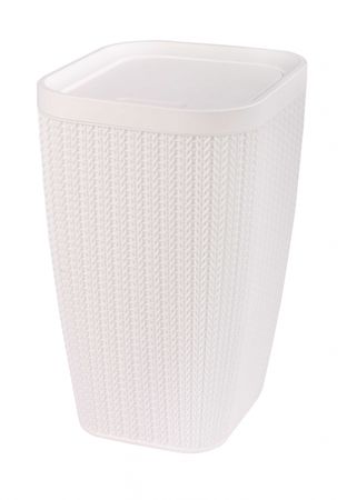 Контейнер д/мусора 10л. ВЯЗАНОЕ ПЛЕТЕНИЕ М7487 (белый)