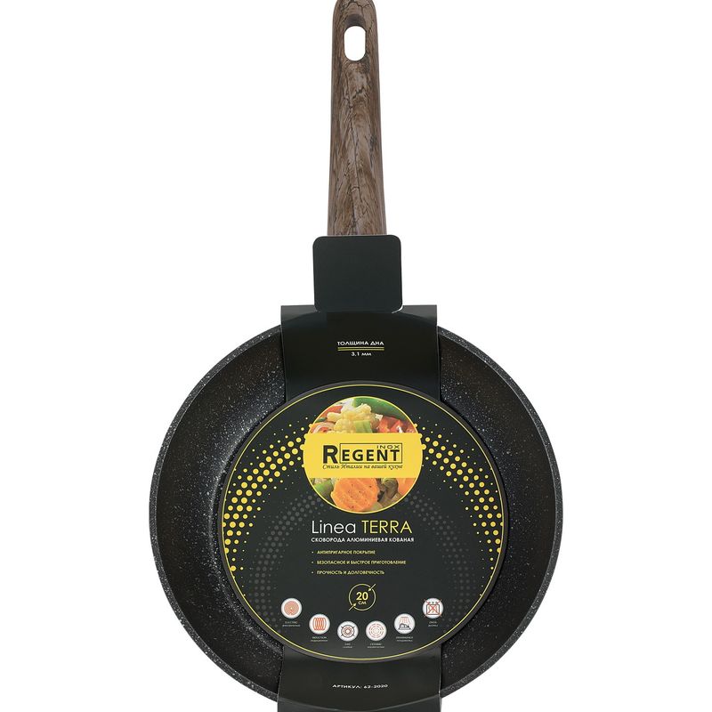 Сковорода 62-2020 d 20*4.5см. TERRA (индукц.) (а/пр. ков. ал.)