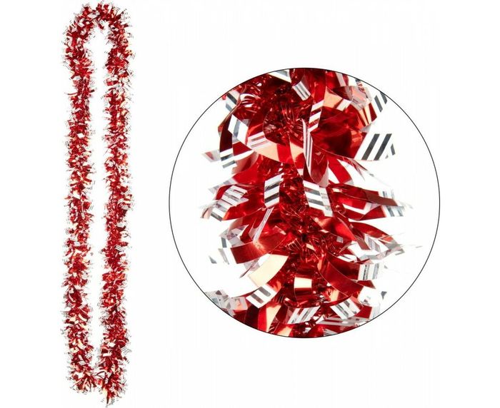 Мишура 2,0м. 6 слоев 106434 SYMTA-1623191 (красный с бел. окант.)СКР Мишура 2,0м. 6 слоев 106434 SYMTA-1623191 (красный с бел. окант.)СКР