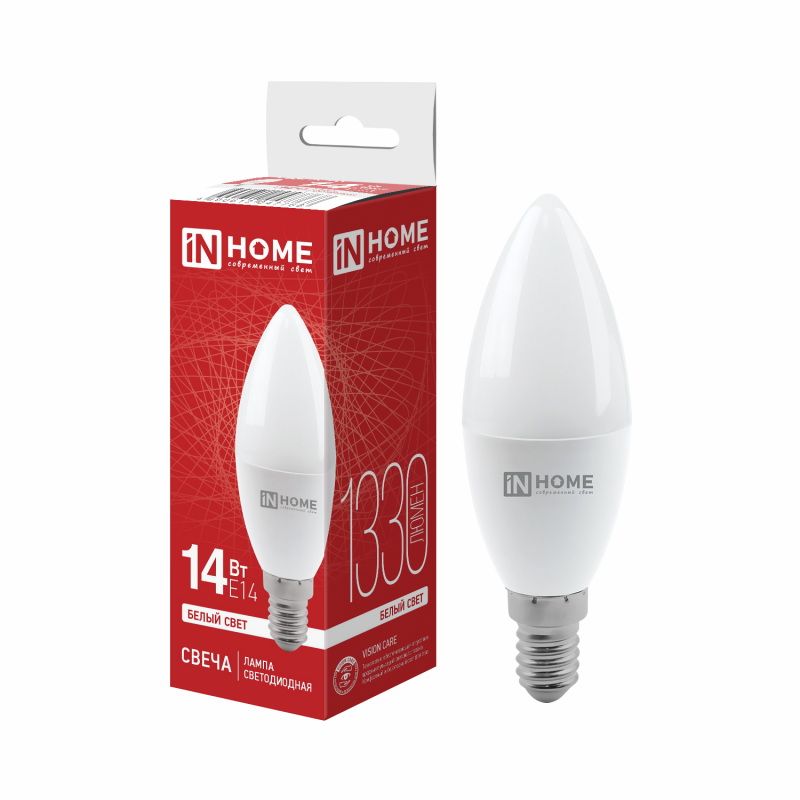 Лампа светодиодная 14Вт. LED-СВЕЧА-VC Е14 4000К 1330Лм. IN HOME