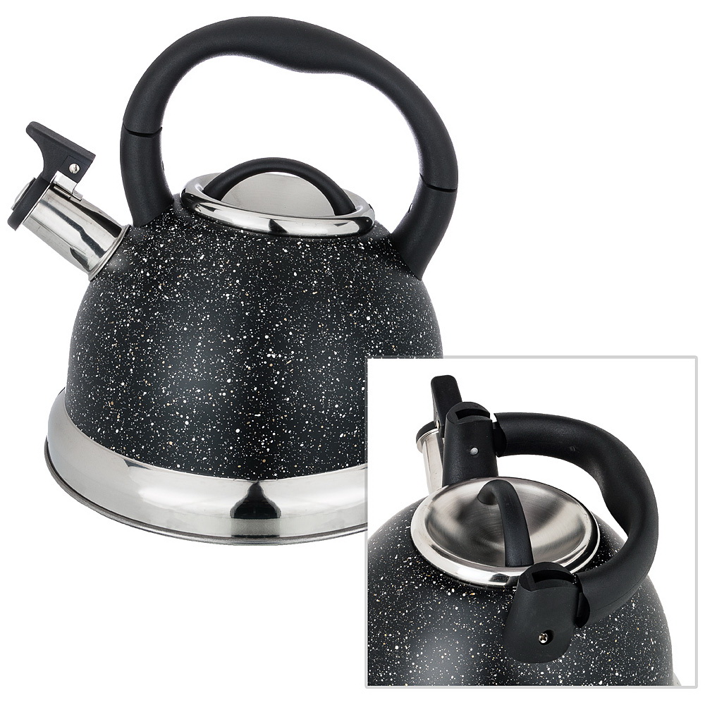 Чайник нерж. 937-030 3,0л. со свист. Черный мрамор ВД
