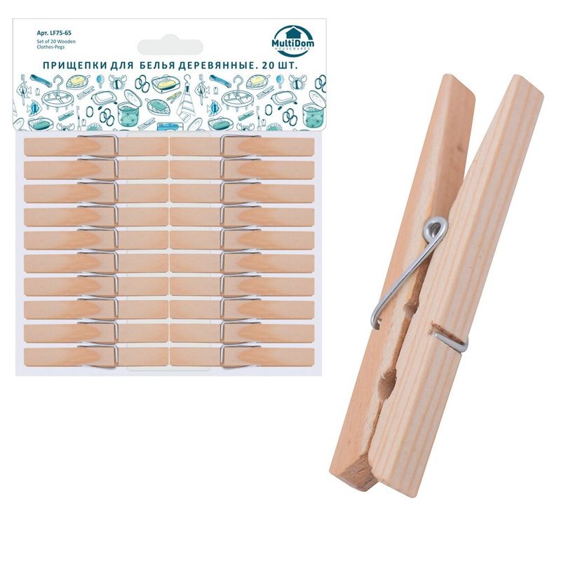 Прищепка бельевая дер. 20шт. LF75-65 Мд