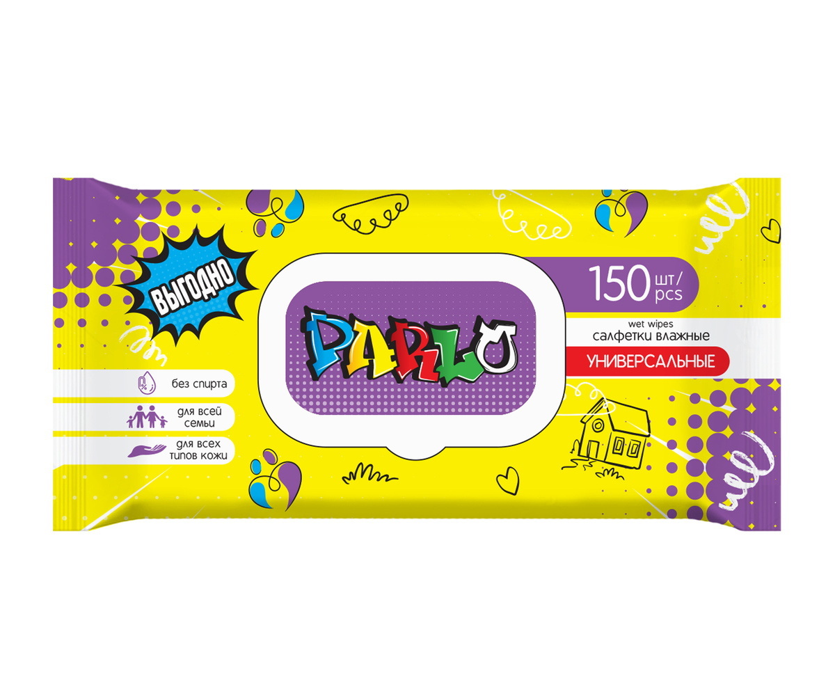 Салфетки влажные PARLO 7929 универс. д/всей семьи 150шт. с крышкой (Арвитекс) Салфетки влажные PARLO 7929 универс. д/всей семьи 150шт. с крышкой (Арвитекс)
