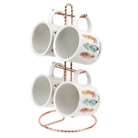 Набор кружек 1750170 "Перья" (4шт.) на мет. подст. ЕНС