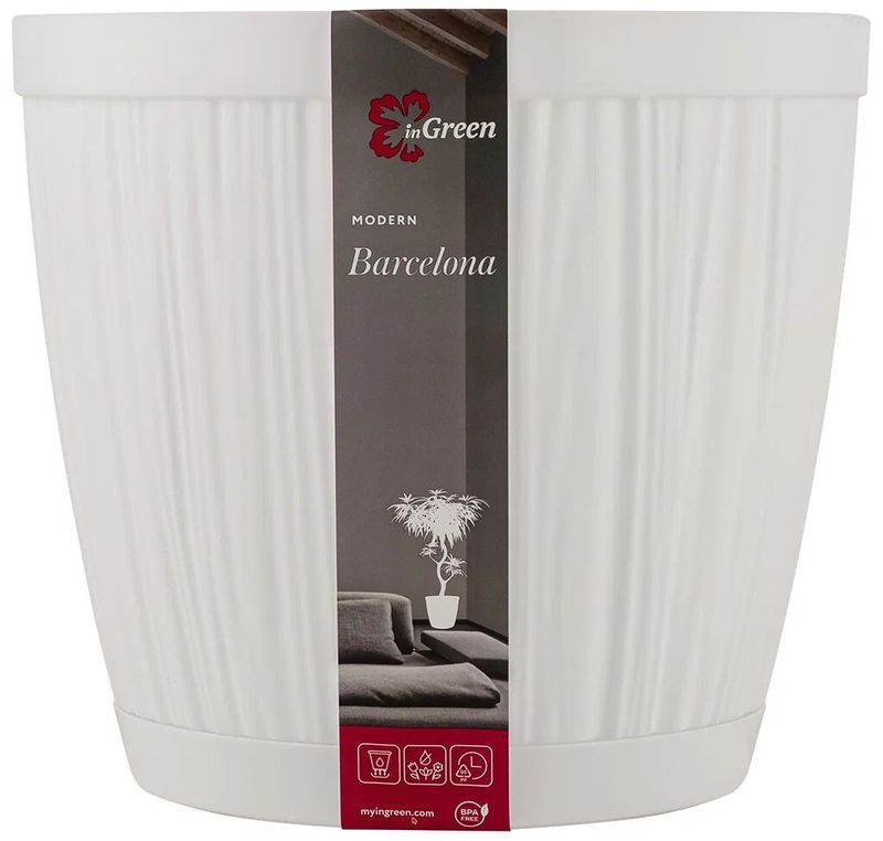 Горшок д/цв. "InGreen BARCELONA" 1,8л. d155мм ПЦ6230Б (белый)
